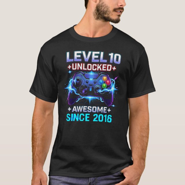 Camiseta Nivel 10 Desbloqueado Increíble Desde 2016 10º (Anverso)