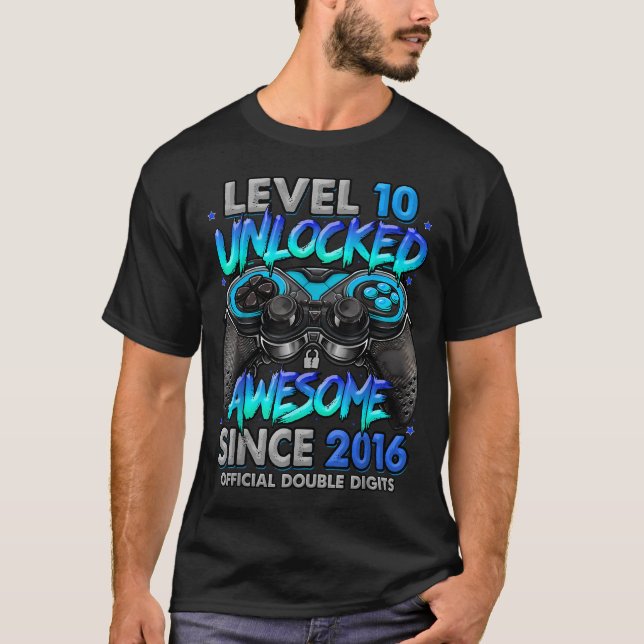 Camiseta Nivel 10 Desbloqueado Increíble Desde 2016 10º (Anverso)