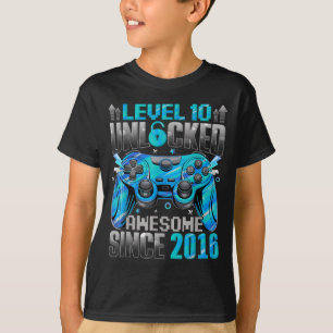 Camiseta Nivel 10 Desbloqueado Increíble Desde Cumpleaños 2