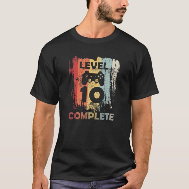 Camiseta Nivel 10 Jugador de Video Gracioso Completo 10 cum (Anverso)