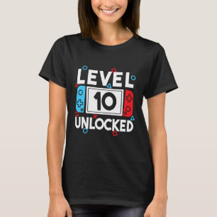 Camiseta Nivel 10 Jugador desbloqueado 10.º Videojuego de c