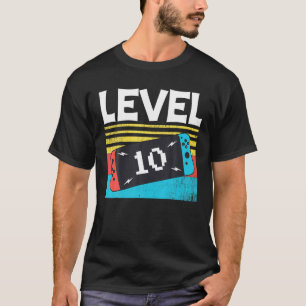 Camiseta Nivel 10 Nacimiento Niño Videojuegos de 10 años 10