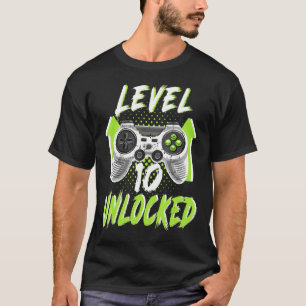 Camiseta Nivel 10 Niño de cumpleaños desbloqueado de 10 año