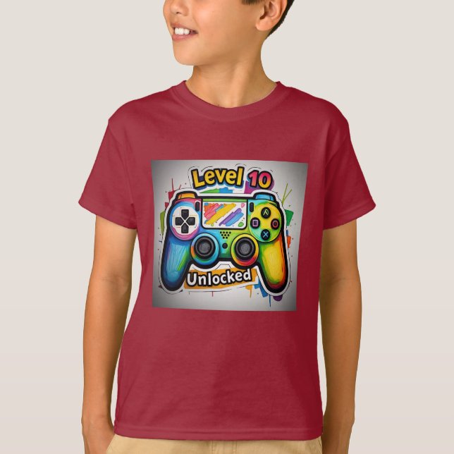 Camiseta Nivel 10 Tee de niños de controlador desbloqueado (Anverso)