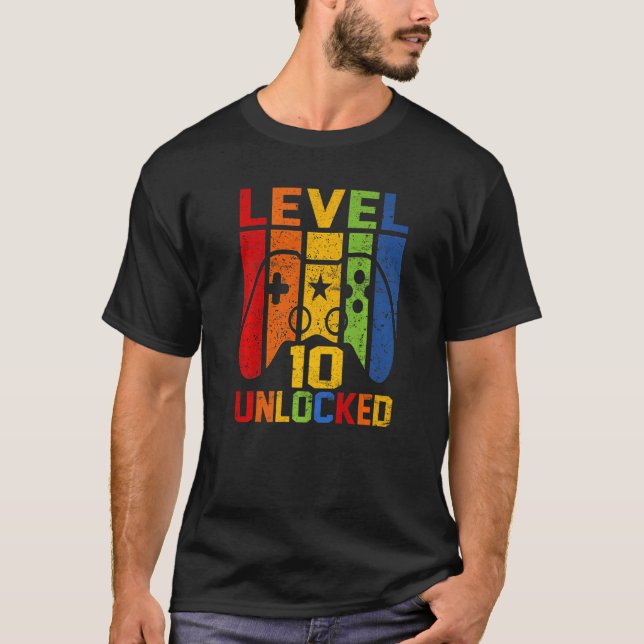 Camiseta Nivel 10 Video Gamer desbloqueado 10.º Gamin (Anverso)