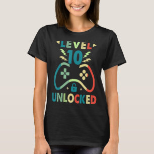 Camiseta Nivel 10 Video Gamer desbloqueado 10 años niños
