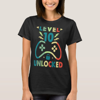 Camiseta Nivel 10 Video Gamer desbloqueado 10 años niños
