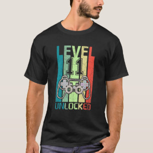 Camiseta Nivel 11 Video Gamer desbloqueado 11º cumpleaños T