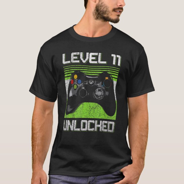 Camiseta Nivel 11 Video Gamer desbloqueado 11 años de edad  (Anverso)