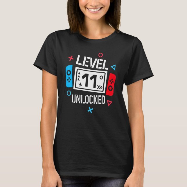 Camiseta Nivel 11 Video Gamer desbloqueado 11th Birthday Bo (Anverso)