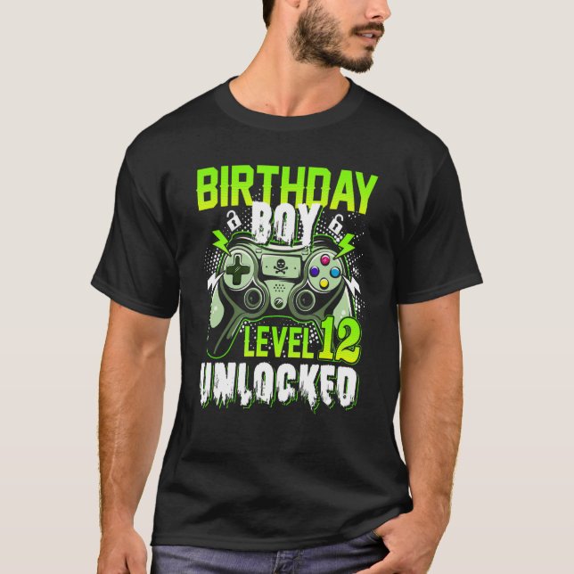 Camiseta Nivel 12 Desbloqueado 12do cumpleaños de niño (Anverso)