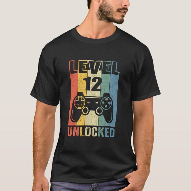 Camiseta Nivel 12 Desbloqueado Camiseta Divertida  (Anverso)