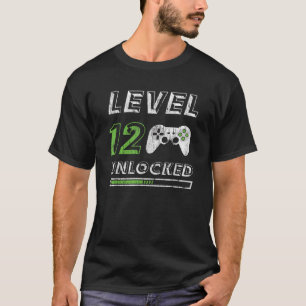 Camiseta Nivel 12 Desbloqueado Jugador de 12 años Funny Cum
