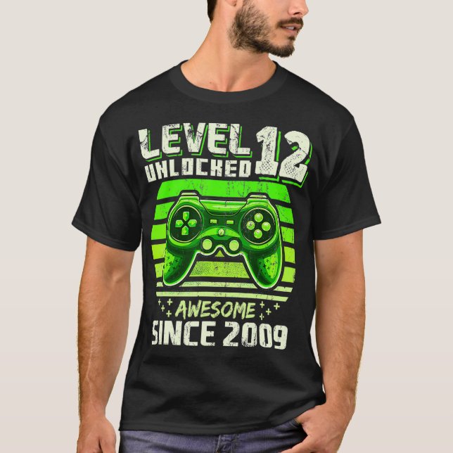 Camiseta Nivel 12 Desbloqueados Impresionante Juego de Vide (Anverso)