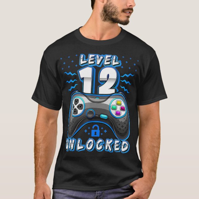 Camiseta Nivel 12 Juego de video desbloqueado 12º Jugador d (Anverso)