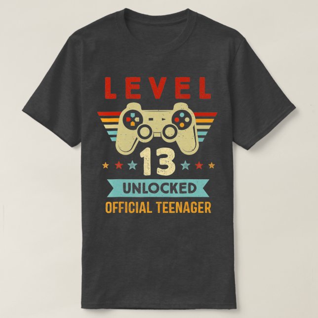 Camiseta Nivel 13 Adolescente oficial desbloqueado 13º cump (Diseño del anverso)