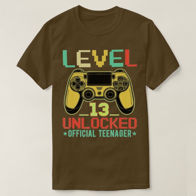 Camiseta Nivel 13 Desbloqueado 13º video regalo de cumpleañ (Diseño del anverso)