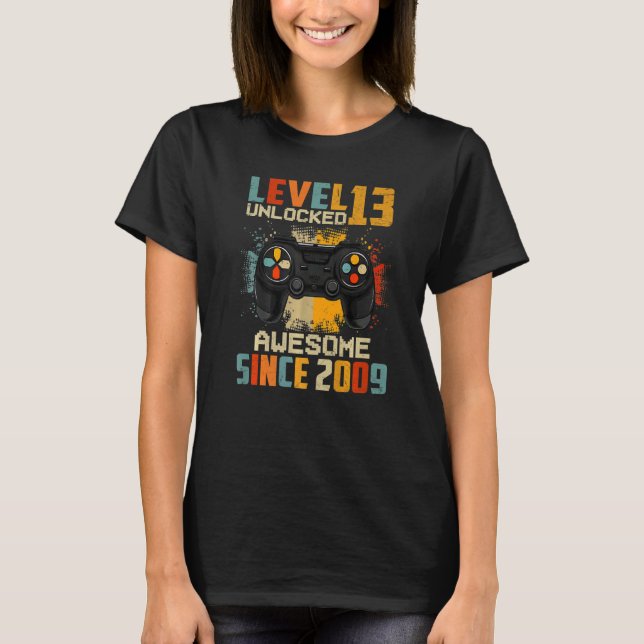 Camiseta Nivel 13 Desbloqueado Impresionante Video Gamer 20 (Anverso)