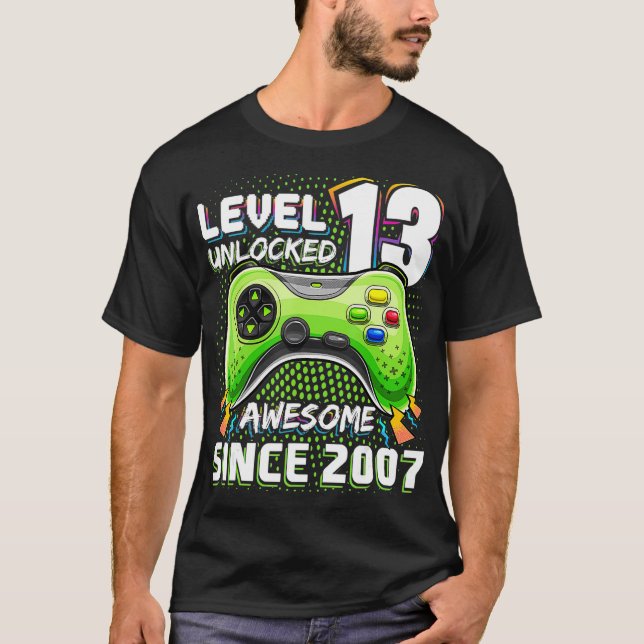 Camiseta Nivel 13 Desbloqueados Impresionante Juego de Vide (Anverso)