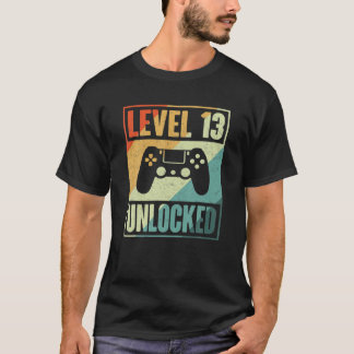 Camiseta Nivel 13 Retro De Video Gamer Desbloqueado - 13º N