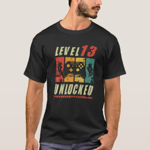 Camiseta Nivel 13 Video Gamer desbloqueado cumple 13 años