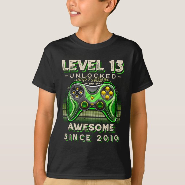 Camiseta Nivel 13 Videojuego desbloqueado 13 cumpleaños 13  (Anverso)