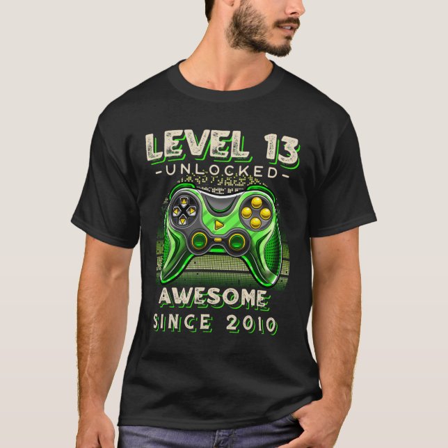 Camiseta Nivel 13 Videojuego desbloqueado 13 cumpleaños 13  (Anverso)
