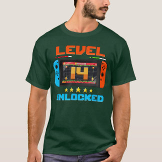 Camiseta Nivel 14 desbloqueado Cumpleaños de 14 años Niño V