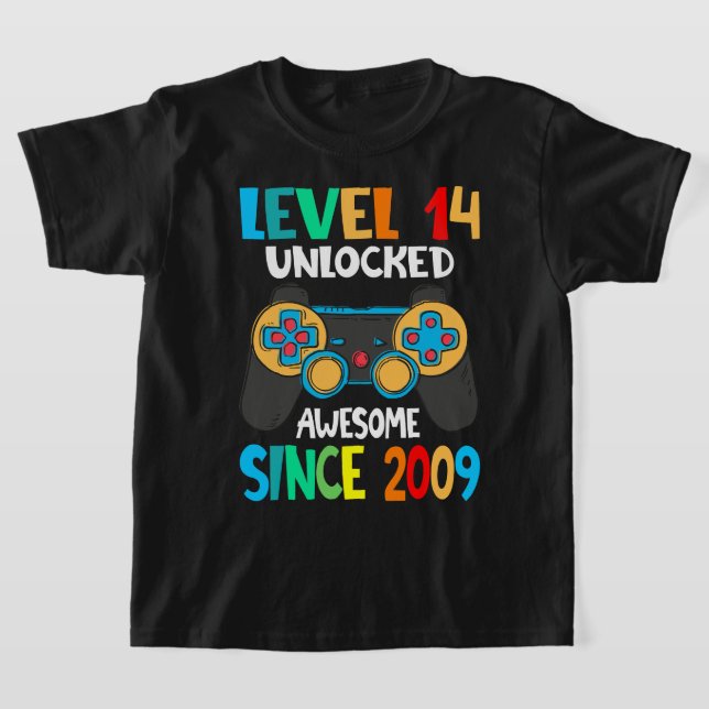 Camiseta Nivel 14 Desbloqueado desde 2009-14º cumpleaños (Distribución)