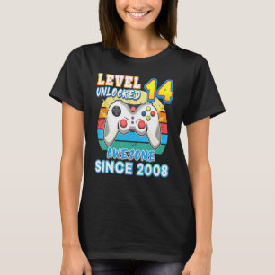 Camiseta Nivel 14 Desbloqueado increíble desde 2008 Feliz 1