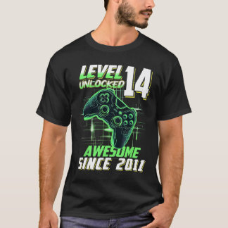 Camiseta Nivel 14 Desbloqueado Increíble Desde el Cumpleaño