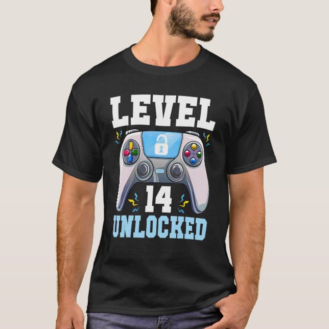 Camiseta Nivel 14 Videojuego desbloqueado 14th Birthday Gam (Anverso)