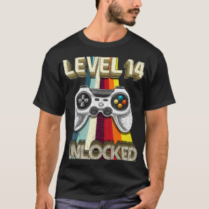 Camiseta Nivel 14 Videojuego retro desbloqueado 14º cumple