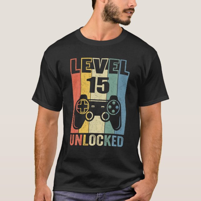 Camiseta Nivel 15 Desbloqueado Gracioso Video Gamer 15º Cum (Anverso)