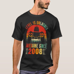 Camiseta Nivel 15 Desbloqueado Impresionante Jugador de 200