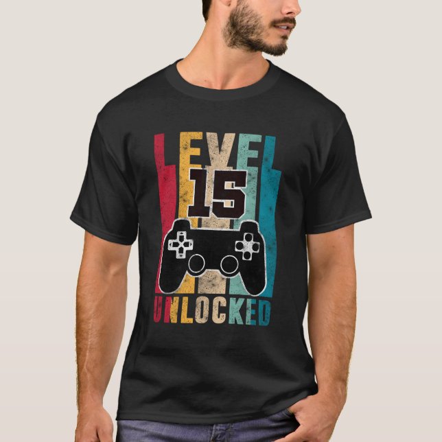 Camiseta Nivel 15 Desbloqueados 15 Jugadores 15º Juego (Anverso)