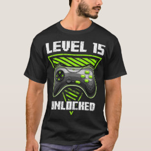Camiseta Nivel 15 Videojuego retro desbloqueado 15º cumplea