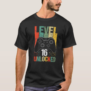Camiseta Nivel 16 Desbloqueado 16º videojugador niño cumple
