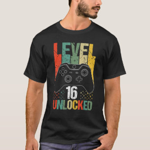 Camiseta Nivel 16 Desbloqueado 16º videojugador niño cumple