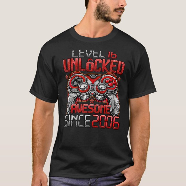 Camiseta Nivel 16 Desbloqueado desde 2006 16º cumpleaños (Anverso)