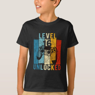 Camiseta Nivel 16 Desbloqueado Videojugador de 16 Años Rega