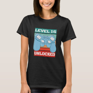 Camiseta Nivel 16 Desbloqueados Juegos de cumpleaños número