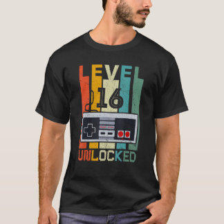 Camiseta Nivel 16 Video Gamer desbloqueado 16 cumpleaños