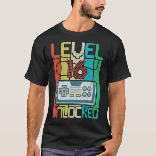 Camiseta Nivel 16 Video Gamer desbloqueado 16 cumpleaños