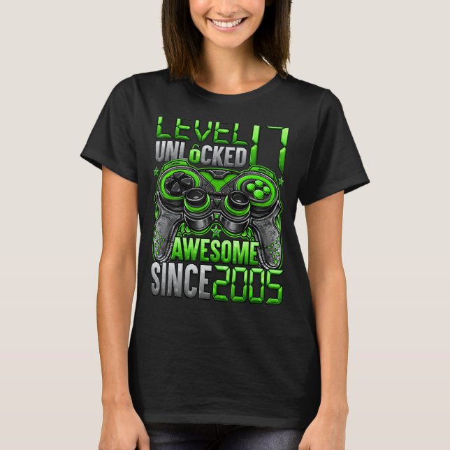 Camiseta Nivel 17 Desbloqueado desde 2005 17º cumpleaños (Anverso)