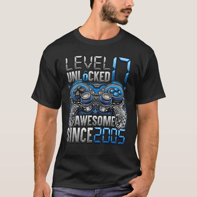 Camiseta Nivel 17 Desbloqueado desde 2005 17º cumpleaños (Anverso)