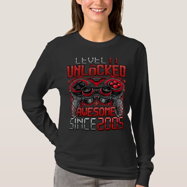 Camiseta Nivel 17 Desbloqueado desde 2005 17º cumpleaños (Anverso)