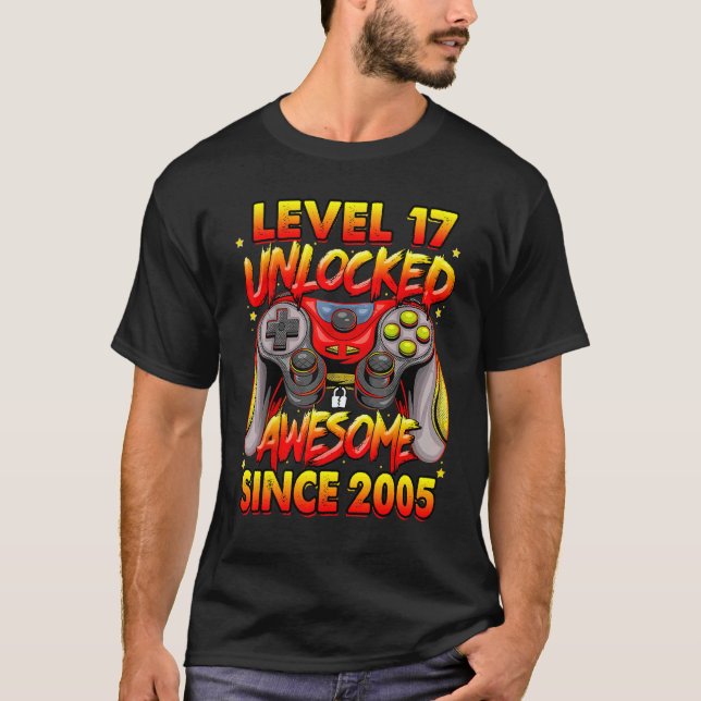 Camiseta Nivel 17 Desbloqueado desde 2005 17º cumpleaños (Anverso)