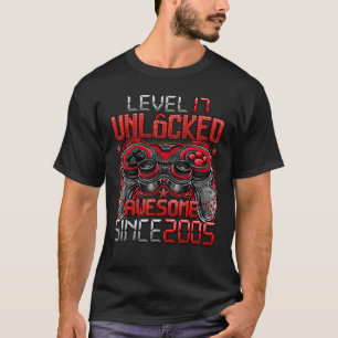 Camiseta Nivel 17 Desbloqueado desde 2005 17º cumpleaños