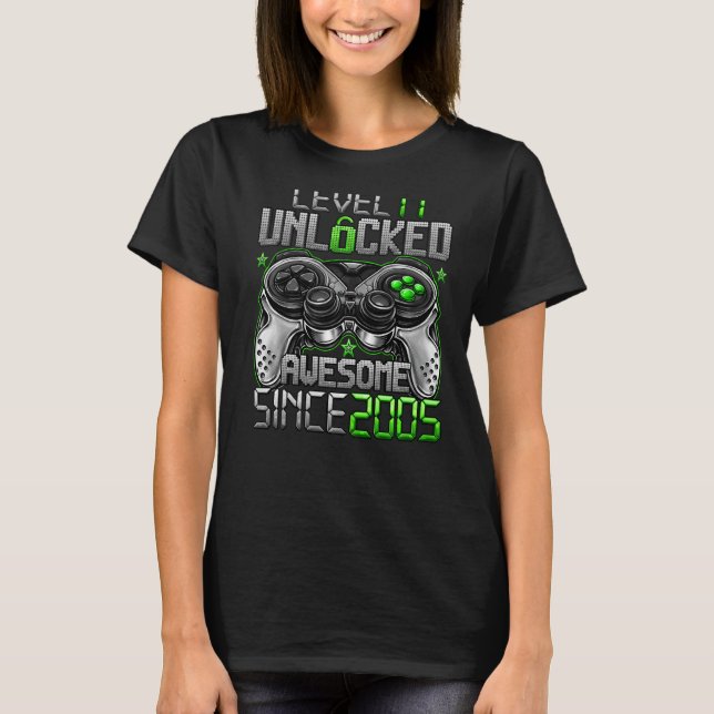 Camiseta Nivel 17 Desbloqueado desde 2005 17º cumpleaños (Anverso)